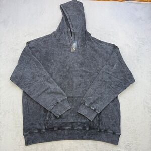 Ringspun Hoodie Mens Large Black Mineral Wash Acid Wash Streetwear Oversized Y2K